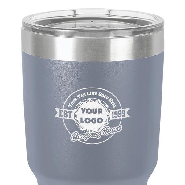 Logo & Tag Line 30 oz Stainless Steel Ringneck Tumbler - Grey - Close Up
