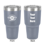 Logo & Tag Line 30 oz Stainless Steel Tumbler - Grey - Double-Sided (Personalized)