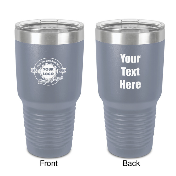 Custom Logo & Tag Line 30 oz Stainless Steel Tumbler - Grey - Double-Sided (Personalized)