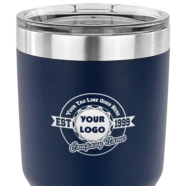 Logo & Tag Line 30 oz Stainless Steel Ringneck Tumbler - Navy - CLOSE UP