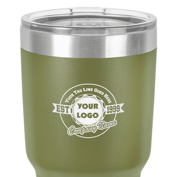 Logo & Tag Line 30 oz Stainless Steel Ringneck Tumbler - Olive - Close Up