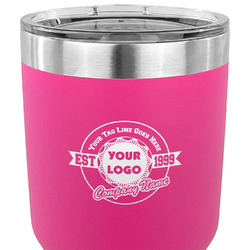 Logo & Tag Line 30 oz Stainless Steel Tumbler - Pink - Double-Sided (Personalized)