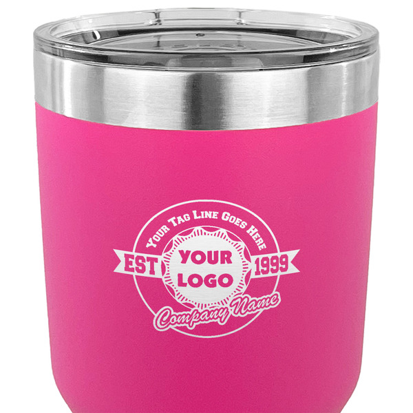 Logo & Tag Line 30 oz Stainless Steel Ringneck Tumbler - Pink - CLOSE UP