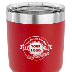 Logo & Tag Line 30 oz Stainless Steel Tumbler - Red - Single-Sided (Personalized)