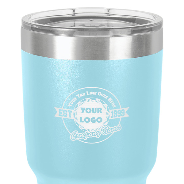 Logo & Tag Line 30 oz Stainless Steel Ringneck Tumbler - Teal - Close Up