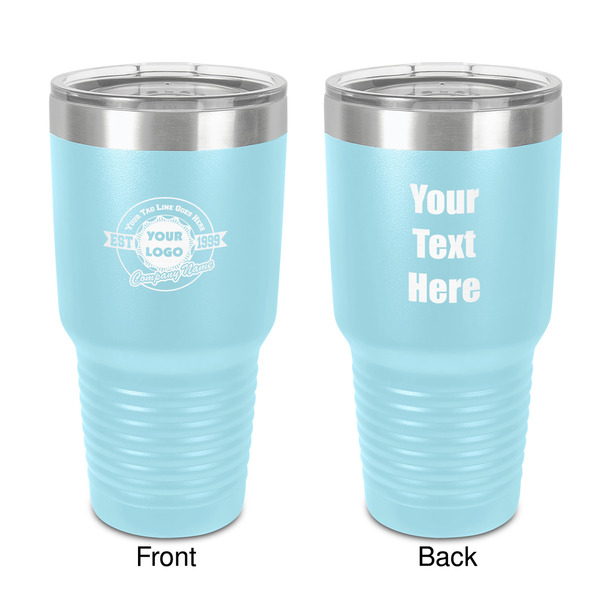 Custom Logo & Tag Line 30 oz Stainless Steel Tumbler - Teal - Double-Sided (Personalized)