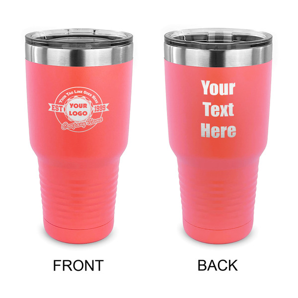 Custom Logo & Tag Line 30 oz Stainless Steel Tumbler - Coral - Double-Sided (Personalized)