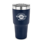 Logo & Tag Line 30 oz Stainless Steel Tumbler - Navy - Single-Sided (Personalized)
