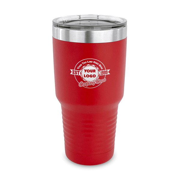 Custom Logo & Tag Line 30 oz Stainless Steel Tumbler - Red - Single-Sided (Personalized)