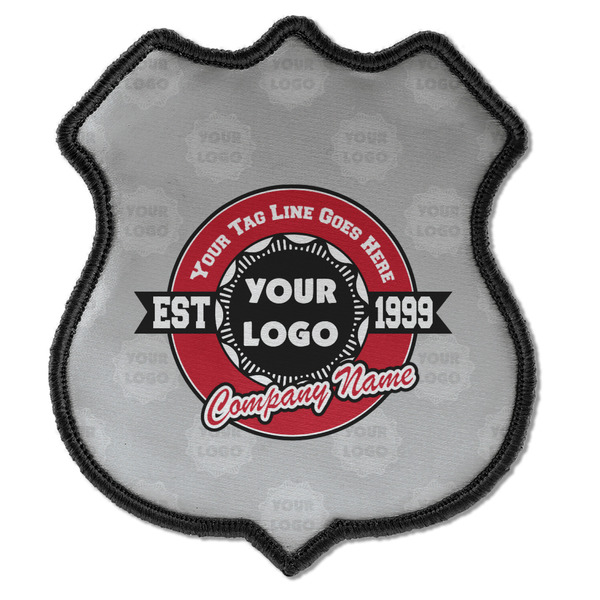 Custom Logo & Tag Line Iron On Shield Patch C w/ Logos