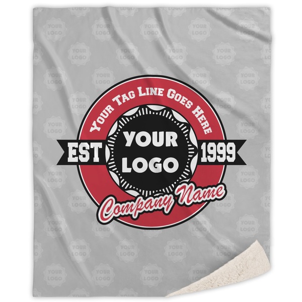 Custom Logo & Tag Line Sherpa Throw Blanket - 50" x 60" w/ Logos
