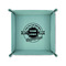 Logo & Tag Line 6" x 6" Teal Leatherette Snap Up Tray - FOLDED UP