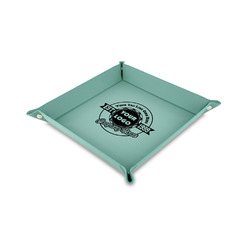 Logo & Tag Line Faux Leather Valet Tray - 6" x 6" - Teal (Personalized)