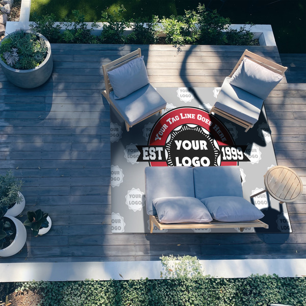 Logo & Tag Line 8'x10' Patio Rug - In context