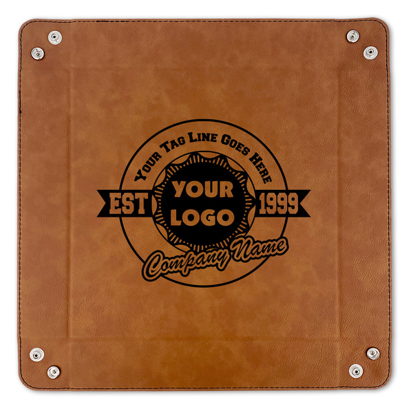 Logo & Tag Line 9" x 9" Leatherette Snap Up Tray - APPROVAL (FLAT)