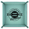 Logo & Tag Line 9" x 9" Teal Leatherette Snap Up Tray - FOLDED