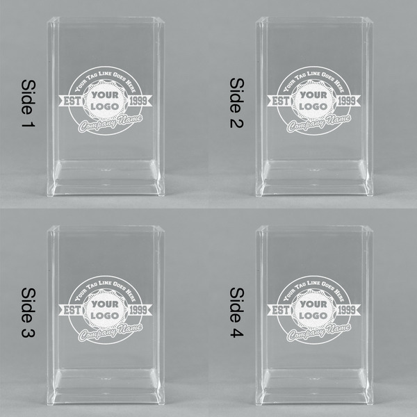 Logo & Tag Line Acrylic Pen Holder - All Sides
