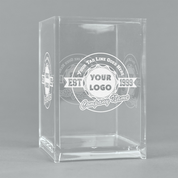 Custom Logo & Tag Line Acrylic Pen Holder (Personalized)