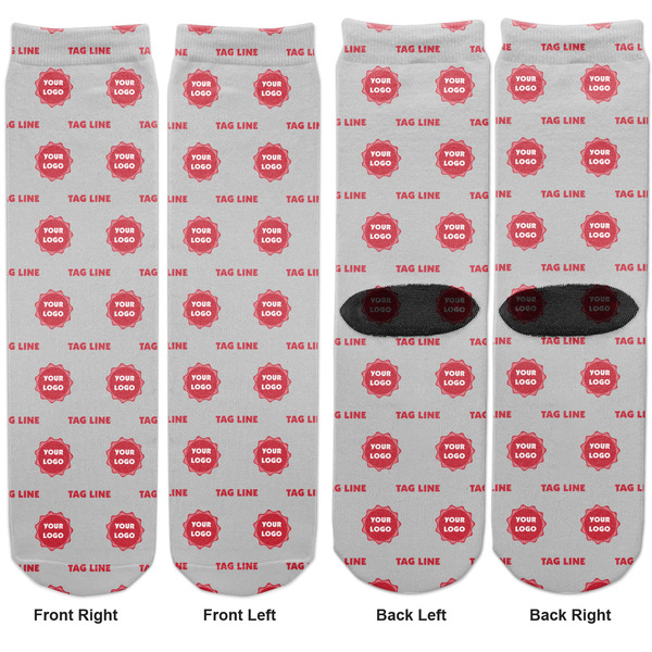 Logo & Tag Line Adult Crew Socks - Double Pair - Front and Back - Apvl