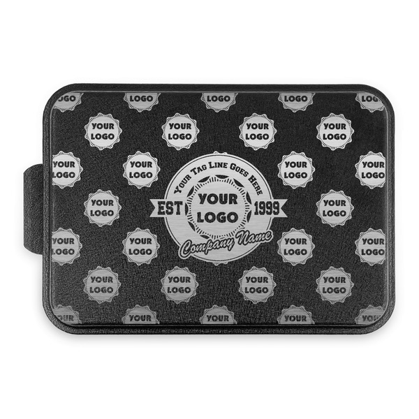 Logo & Tag Line Aluminum Baking Pan - Black Lid - FRONT