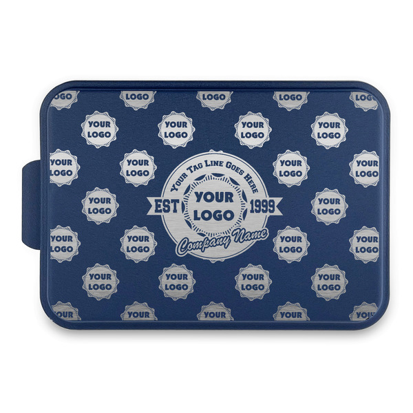 Custom Logo & Tag Line Aluminum Baking Pan with Navy Lid (Personalized)
