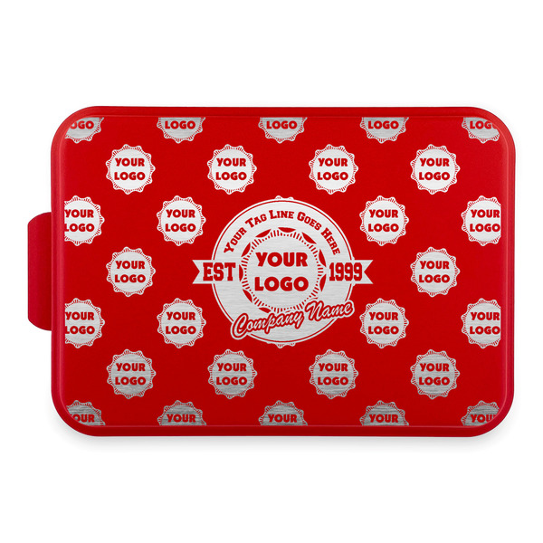 Custom Logo & Tag Line Aluminum Baking Pan with Red Lid (Personalized)