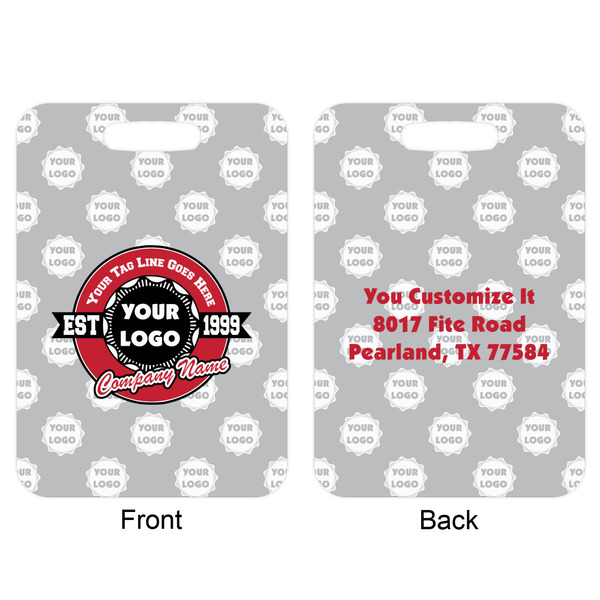 Logo & Tag Line Aluminum Luggage Tag (Front + Back)