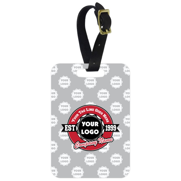 Custom Logo & Tag Line Metal Luggage Tag w/ Logos