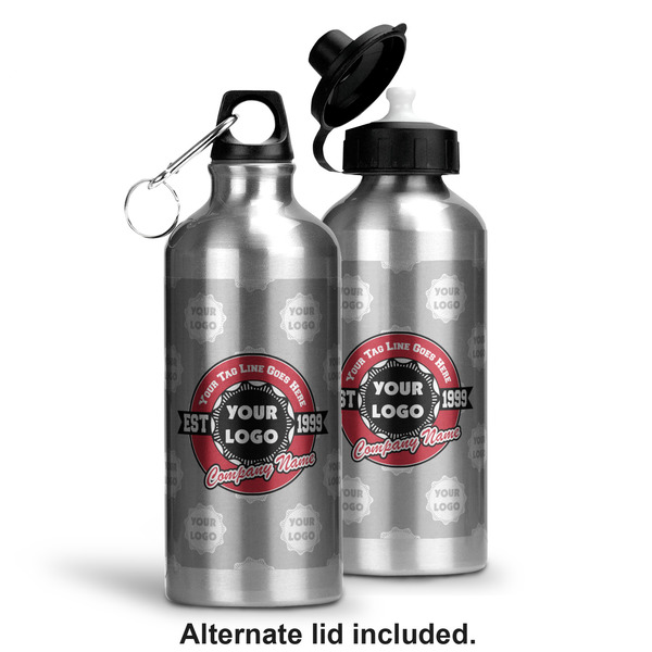 Logo & Tag Line Aluminum Water Bottle - Alternate lid options