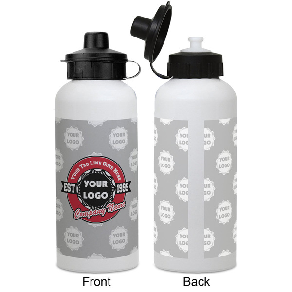 Logo & Tag Line Aluminum Water Bottle - White APPROVAL