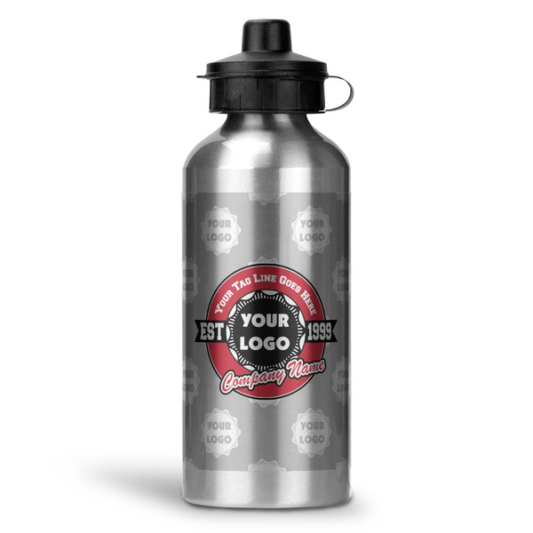 Custom Logo & Tag Line Water Bottle - Aluminum - 20 oz - Silver (Personalized)