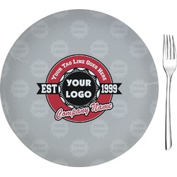 Logo & Tag Line Glass Appetizer / Dessert Plate 8" - Single (Personalized)