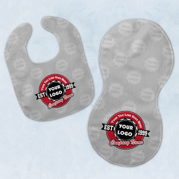Custom Logo & Tag Line Baby Bib & Burp Set w/ Logos