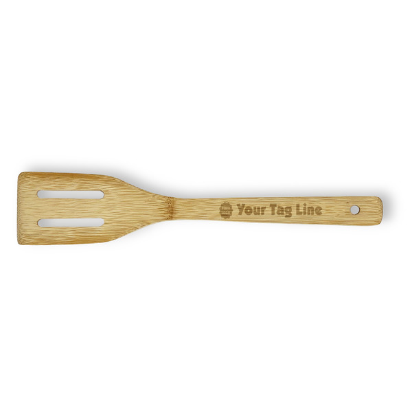 Custom Logo & Tag Line Bamboo Slotted Spatula - Double-Sided (Personalized)