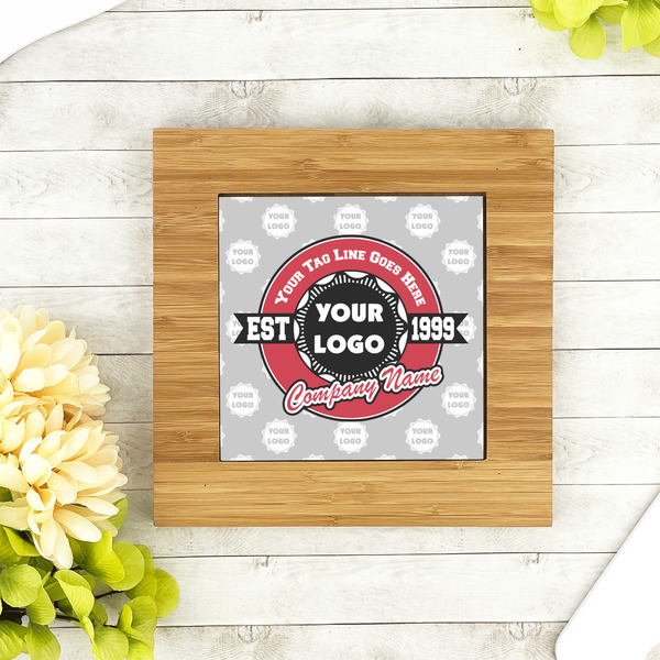 Logo & Tag Line Bamboo Trivet with 6" Tile - LIFESTYLE