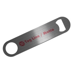 Logo & Tag Line Bar Bottle Opener - Silver w/ Logos
