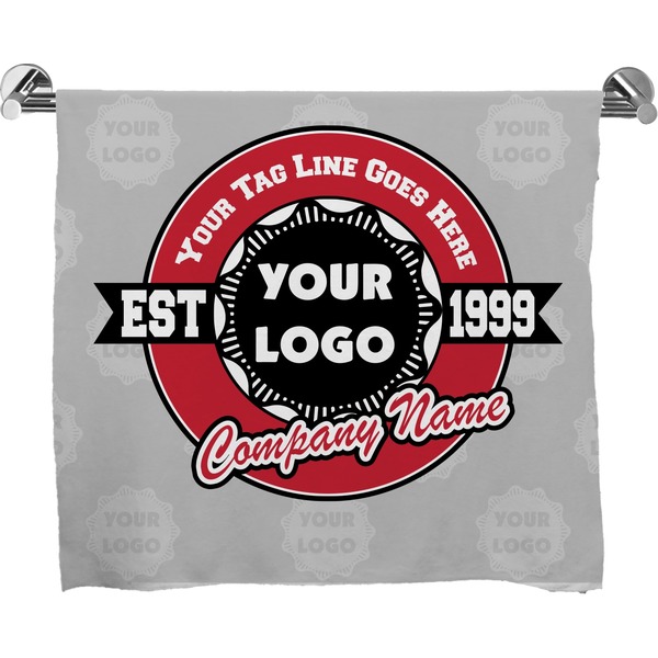 Custom Logo & Tag Line Bath Towel w/ Logos