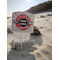 Logo & Tag Line Beach Spiker white on beach with sand