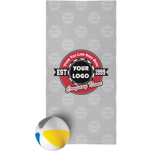 Custom Logo & Tag Line Beach Towel w/ Logos