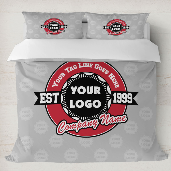 Custom Logo & Tag Line Duvet Cover Set - King w/ Logos
