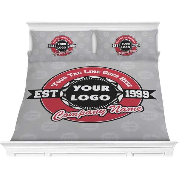 Custom Logo & Tag Line Comforter Set - King w/ Logos