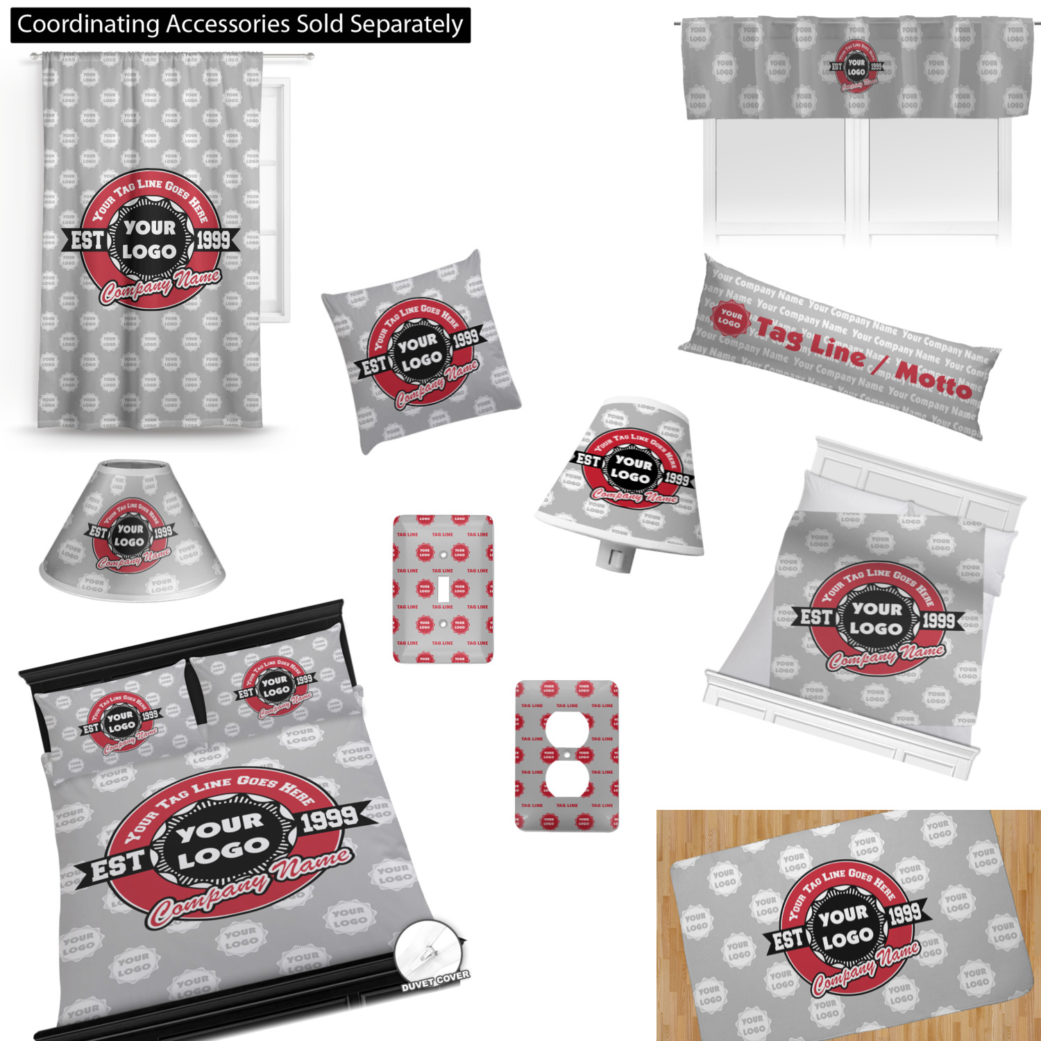 Logo & Tag Line Toddler Bedding w/ Name or Text YouCustomizeIt