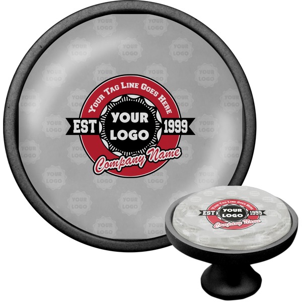 Custom Logo & Tag Line Cabinet Knob - Black (Personalized)