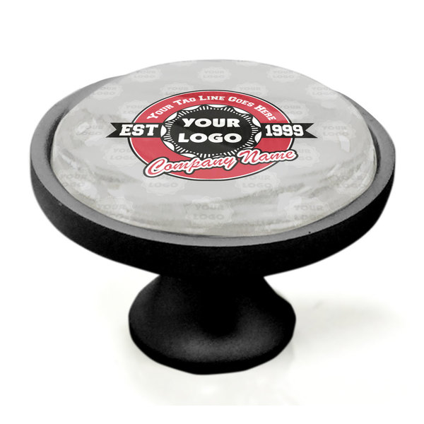 Logo & Tag Line Black Custom Cabinet Knob (Side)