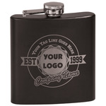 Logo & Tag Line Black Flask Set (Personalized)