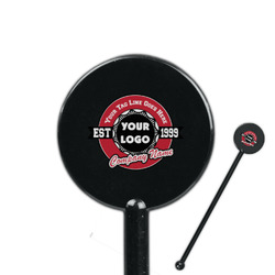 Logo & Tag Line 5.5" Round Plastic Stir Sticks - Black - Single-Sided (Personalized)