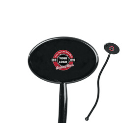 Logo & Tag Line 7" Oval Plastic Stir Sticks - Black - Single-Sided (Personalized)