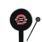 Logo & Tag Line Black Plastic 7" Stir Stick - Round - Closeup