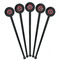 Logo & Tag Line Black Plastic 7" Stir Stick - Round - Fan View