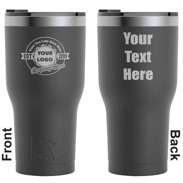 Custom Logo & Tag Line RTIC Tumbler - Black - Laser Engraved - Double-Sided (Personalized)